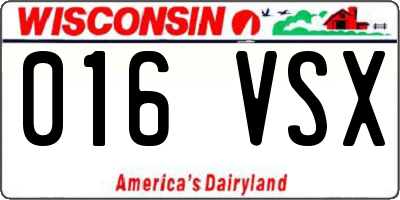 WI license plate 016VSX