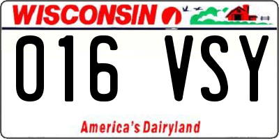 WI license plate 016VSY