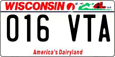 WI license plate 016VTA