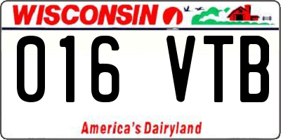 WI license plate 016VTB