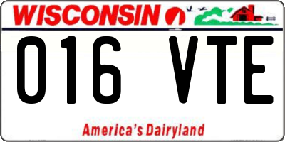 WI license plate 016VTE