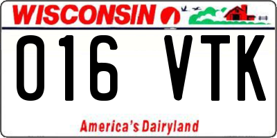 WI license plate 016VTK
