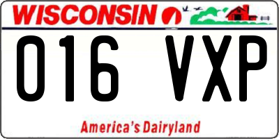 WI license plate 016VXP