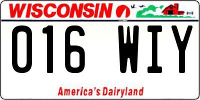 WI license plate 016WIY