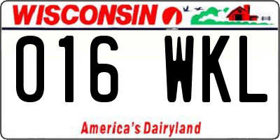 WI license plate 016WKL