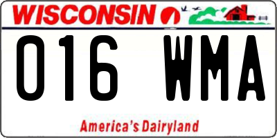 WI license plate 016WMA