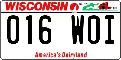 WI license plate 016WOI