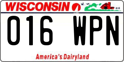 WI license plate 016WPN