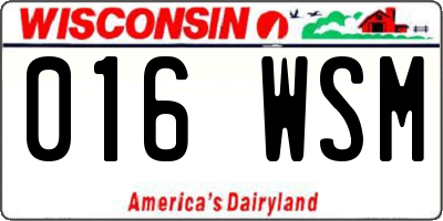 WI license plate 016WSM
