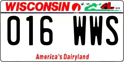 WI license plate 016WWS