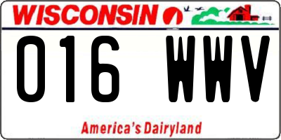 WI license plate 016WWV