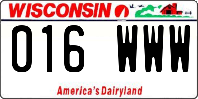 WI license plate 016WWW