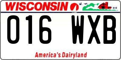 WI license plate 016WXB