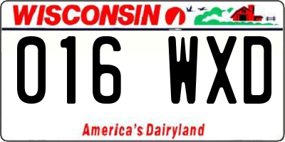 WI license plate 016WXD