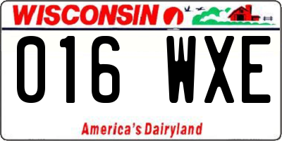 WI license plate 016WXE