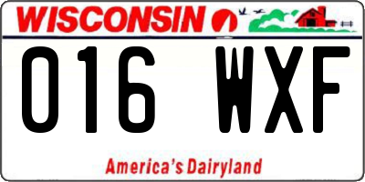WI license plate 016WXF