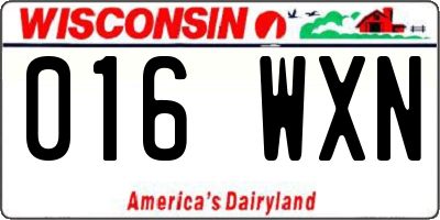 WI license plate 016WXN