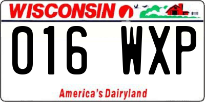 WI license plate 016WXP