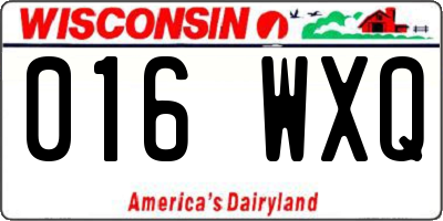WI license plate 016WXQ