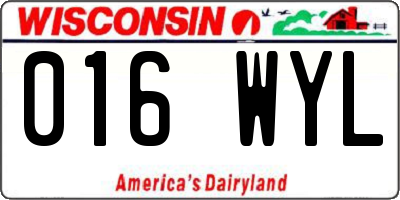 WI license plate 016WYL