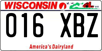 WI license plate 016XBZ