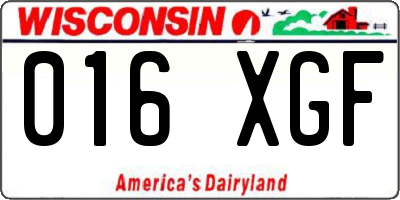 WI license plate 016XGF