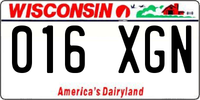WI license plate 016XGN