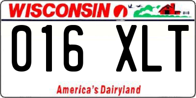 WI license plate 016XLT