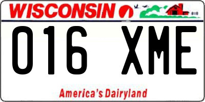 WI license plate 016XME