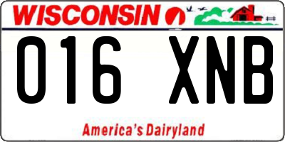 WI license plate 016XNB