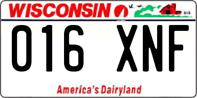 WI license plate 016XNF