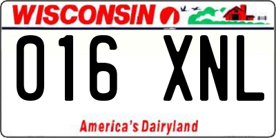 WI license plate 016XNL