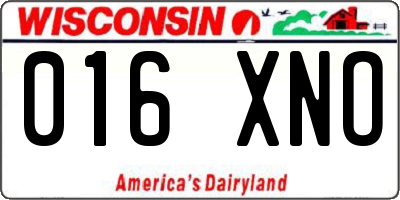 WI license plate 016XNO