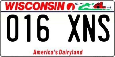 WI license plate 016XNS
