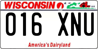 WI license plate 016XNU