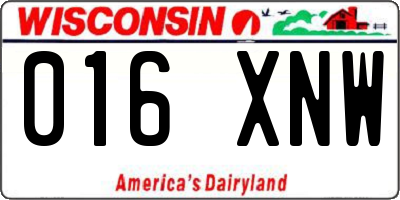 WI license plate 016XNW