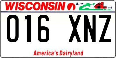 WI license plate 016XNZ