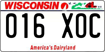 WI license plate 016XOC