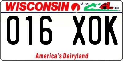 WI license plate 016XOK