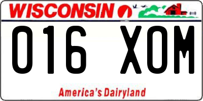 WI license plate 016XOM