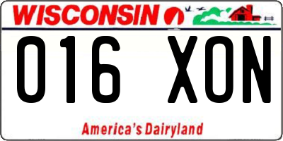 WI license plate 016XON
