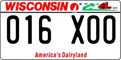 WI license plate 016XOO