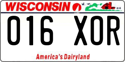 WI license plate 016XOR