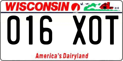 WI license plate 016XOT