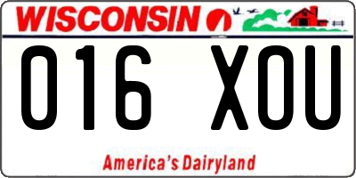 WI license plate 016XOU