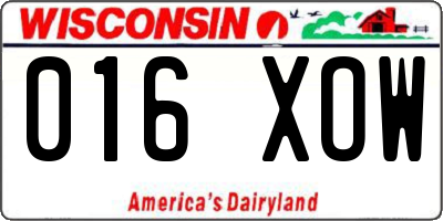 WI license plate 016XOW