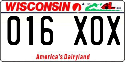 WI license plate 016XOX
