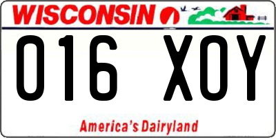 WI license plate 016XOY