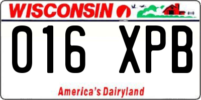 WI license plate 016XPB