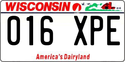 WI license plate 016XPE